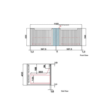 Calder | Fluted Wall Hung Vanity 1200mm