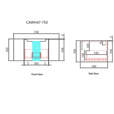 Aulic Diamond Collection | Carita Wall Hung 750mm Vanity