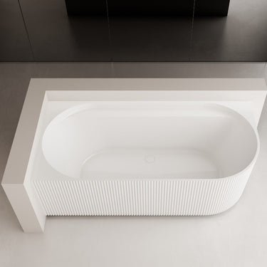 Pavillion | 1700mm Fluted Oval Freestanding Left Corner Bath Gloss White