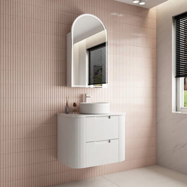 Curva | White Fluted Wall Hung Vanity 900mm