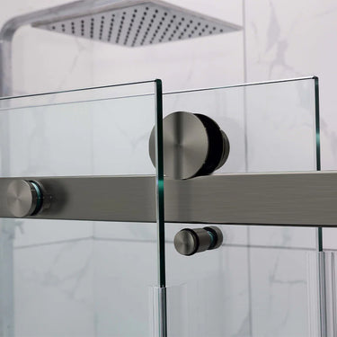 Gun Metal Square Frameless Wall to Wall Adjustable Sliding Shower Screen