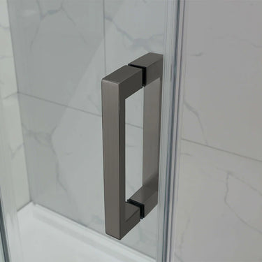 Gun Metal Square Frameless Wall to Wall Adjustable Sliding Shower Screen