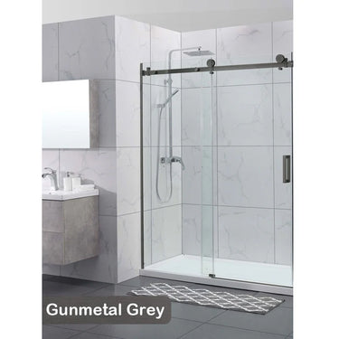 Gun Metal Square Frameless Wall to Wall Adjustable Sliding Shower Screen