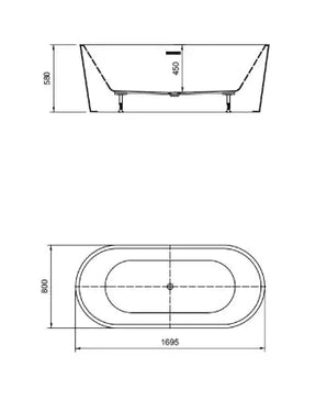Dahlia 1700 Oval Freestanding Bath Tub Bagno D'Oro