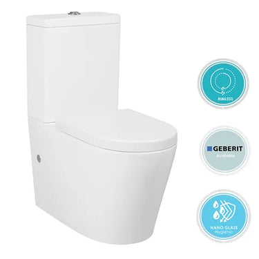 Alzano Rimless Back To Wall Toilet Suite R&T Flush System