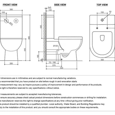 Bella Rimless Toilet Suite R&T Flush System