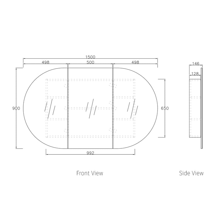 Otti Australia | Bondi 1500mm Matte White Shaving Cabinet