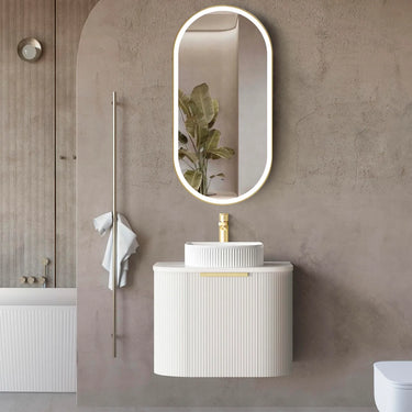 Bondi | Satin White Fluted 600mm Curve Vanity