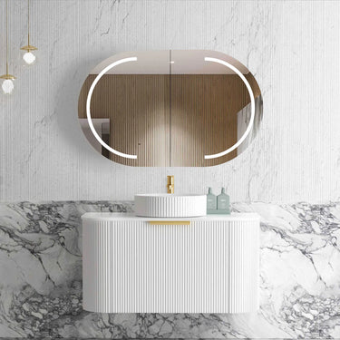 Bondi | Satin White Fluted 900mm Curve Vanity