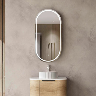 Otti Australia | Noosa Oval Shape Natural Oak Led Shaving Cabinet