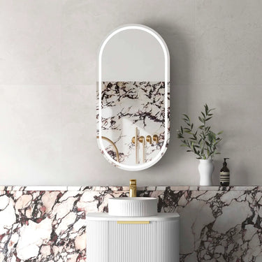 Otti Australia | Noosa Oval Shape Matte White Led Shaving Cabinet