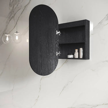 Otti Australia | Noosa Black Oak Oval Shape  Led Shaving Cabinet