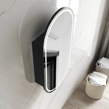 Otti Australia | Noosa Black Oak Oval Shape  Led Shaving Cabinet
