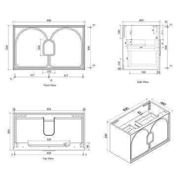 Otti Australia | 900 Laguna Satin White Wall Hung Vanity