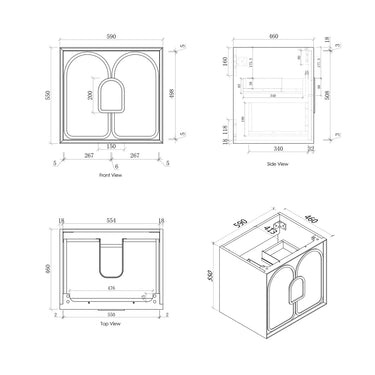 Otti Australia | 600 Laguna Satin White Wall Hung Vanity