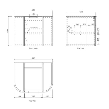 Bondi | Woodland Oak Fluted 600mm Curve Vanity