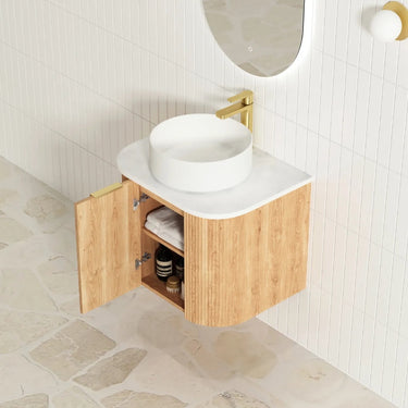 Bondi | Woodland Oak Fluted 600mm Curve Vanity