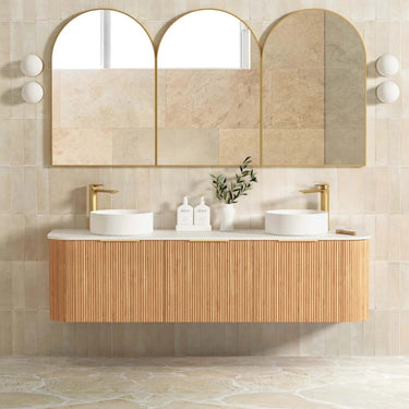 Bondi | Woodland Oak Fluted 1800mm Curve Vanity