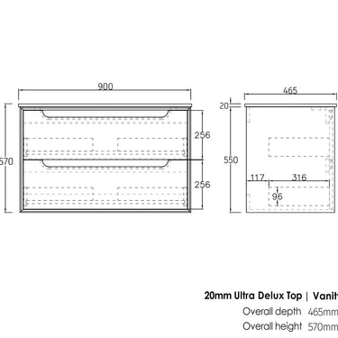 Otti | Byron 900mm Natural Oak Wall Hung Vanity