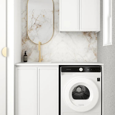 Otti | Hampshire White Base Laundry Cabinet with Stone Top and Sink 1305x600x2100 A