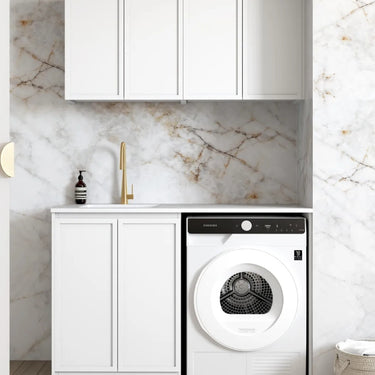 Otti | Hampshire White Base Laundry Cabinet with Stone Top and Sink 1305x600x2100 B