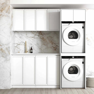 Otti | Hampshire White Base Laundry Cabinet with Stone Top and Sink 1960x600x2100 C