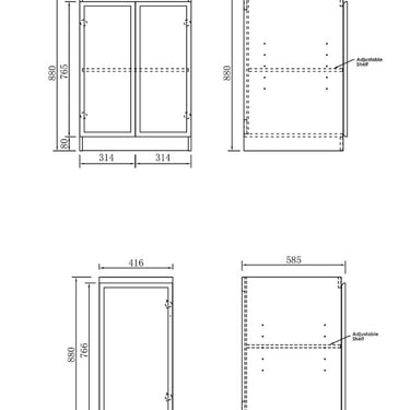 Otti | Hampshire White Base Laundry Cabinet with Stone Top and Sink 1060x600x900