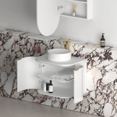 Otti Australia | Hampshire 600mm Satin White Wall Hung Curve Vanity