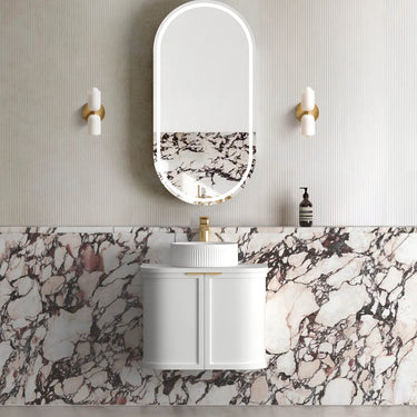 Otti Australia | Hampshire 600mm Satin White Wall Hung Curve Vanity