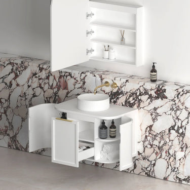 Otti Australia | Hampshire 750mm Satin White Wall Hung Curve Vanity