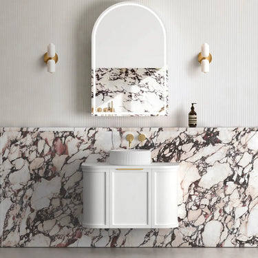 Otti Australia | Hampshire 750mm Satin White Wall Hung Curve Vanity