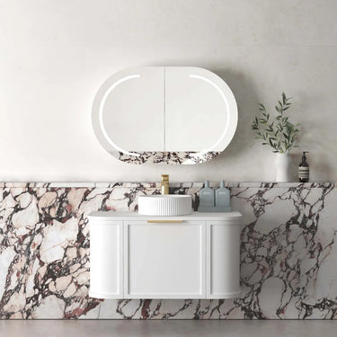 Otti Australia | Hampshire 900mm Satin White Wall Hung Curve Vanity