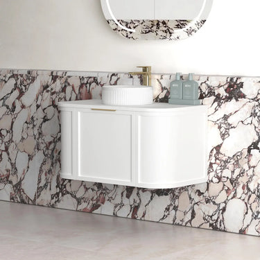 Otti Australia | Hampshire 900mm Satin White Wall Hung Curve Vanity