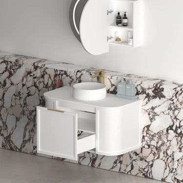 Otti Australia | Hampshire 900mm Satin White Wall Hung Curve Vanity