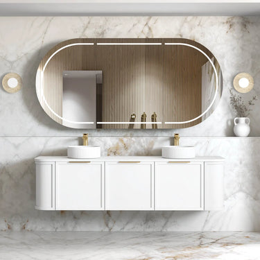 Otti Australia | Hampshire 1800mm Satin White Wall Hung Curve Vanity