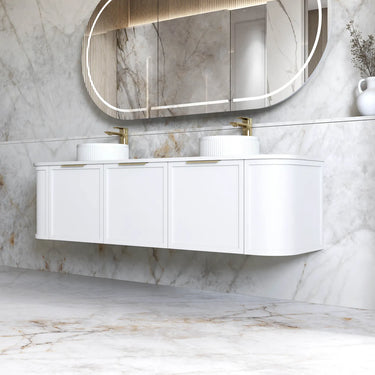Otti Australia | Hampshire 1800mm Satin White Wall Hung Curve Vanity
