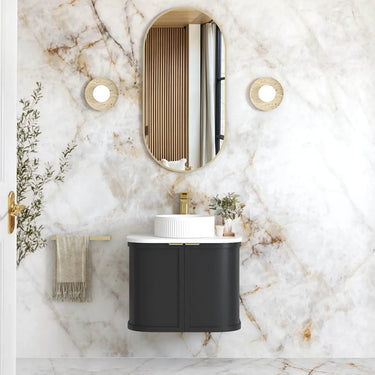 Otti Australia | Hampshire 600mm Satin Black Wall Hung Curve Vanity