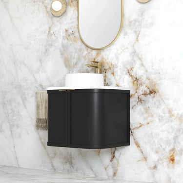 Otti Australia | Hampshire 600mm Satin Black Wall Hung Curve Vanity