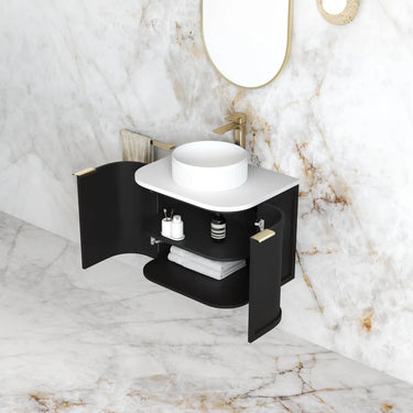 Otti Australia | Hampshire 600mm Satin Black Wall Hung Curve Vanity
