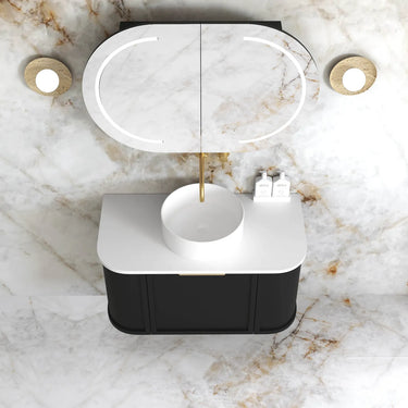 Otti Australia | Hampshire 900mm Satin Black Wall Hung Curve Vanity
