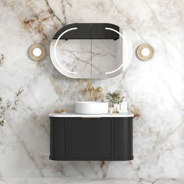 Otti Australia | Hampshire 900mm Satin Black Wall Hung Curve Vanity