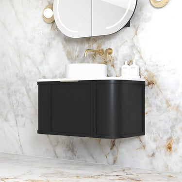 Otti Australia | Hampshire 900mm Satin Black Wall Hung Curve Vanity