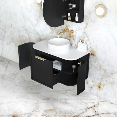 Otti Australia | Hampshire 900mm Satin Black Wall Hung Curve Vanity