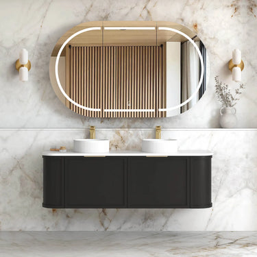 Otti Australia | Hampshire 1500mm Satin Black Wall Hung Curve Vanity