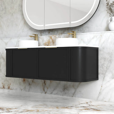 Otti Australia | Hampshire 1500mm Satin Black Wall Hung Curve Vanity