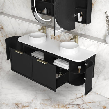 Otti Australia | Hampshire 1500mm Satin Black Wall Hung Curve Vanity