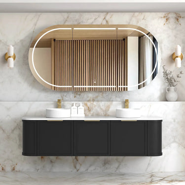 Otti Australia | Hampshire 1800mm Satin Black Wall Hung Curve Vanity