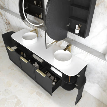 Otti Australia | Hampshire 1800mm Satin Black Wall Hung Curve Vanity