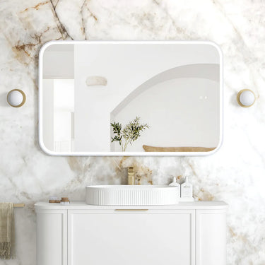 Otti Australia | LED Newport 1200x750 White Metal Frame Tuffi Mirror-Horizontal or Vertical