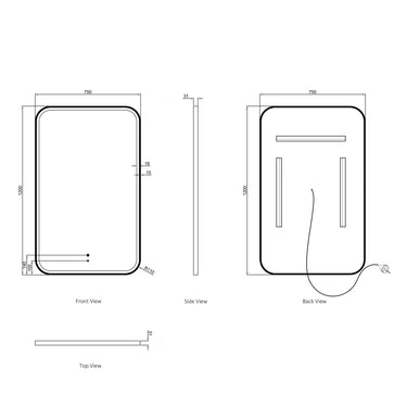 Otti Australia | LED Newport 1200x750 White Metal Frame Tuffi Mirror-Horizontal or Vertical
